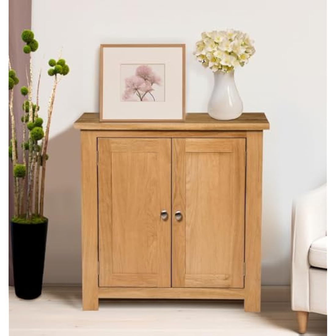 Hallowood Waverly Small Oak Sideboard – 2 Door Solid Wood Cabinet