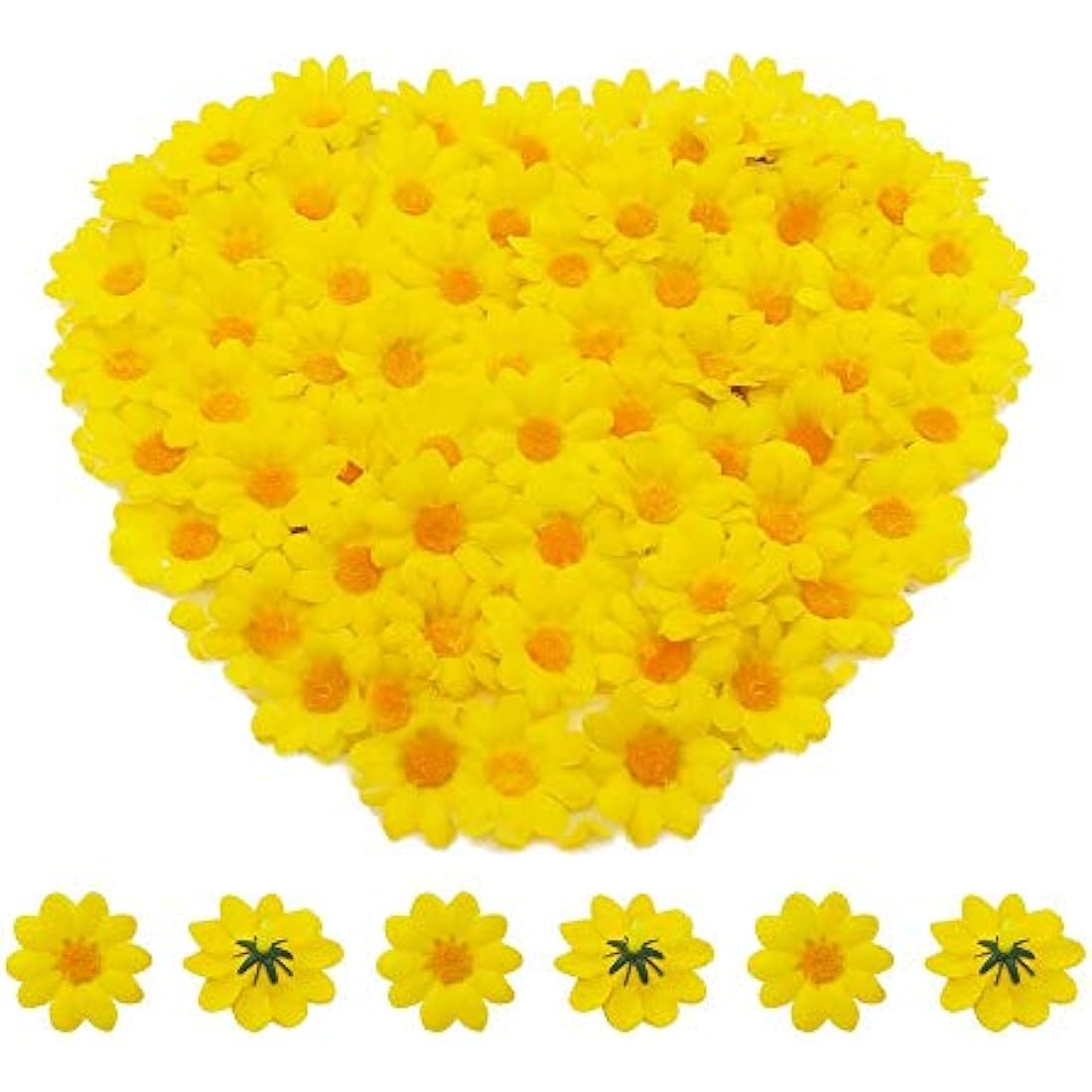 100pcs Yellow Artificial Daisy Flower Heads for DIY Crafts