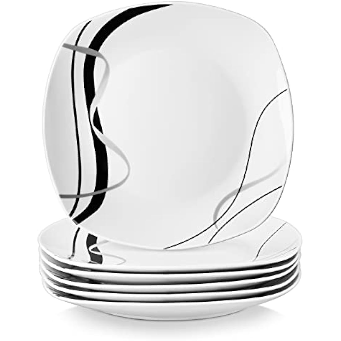 VEWEET Fiona 6-Piece Porcelain Dinner Plate Set | Square Ivory White