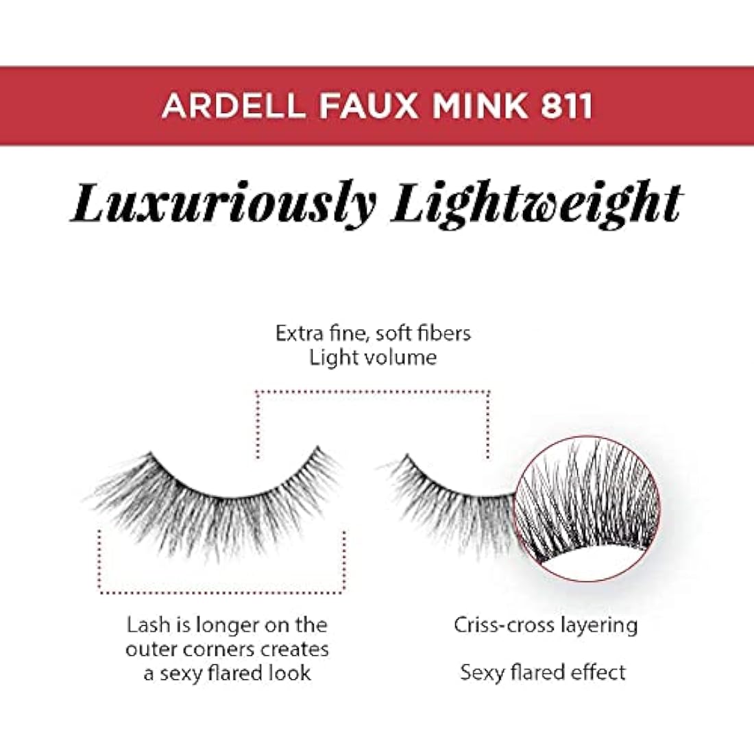Ardell Faux Mink 811 False Lashes – Invisiband Volume Pack of 4