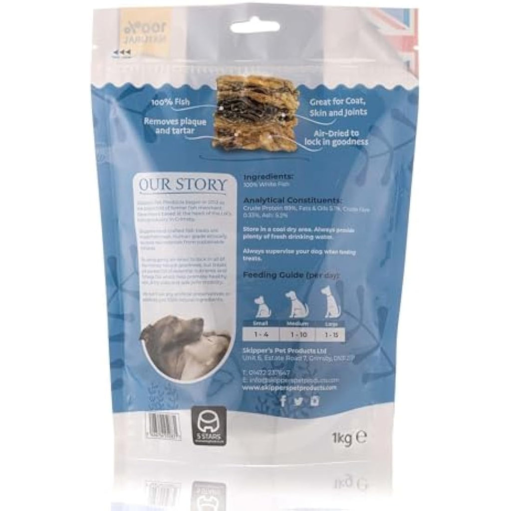 Skipper's Fish Skin Jerky Cubes – Natural Grain Free Dog Treats, 1kg