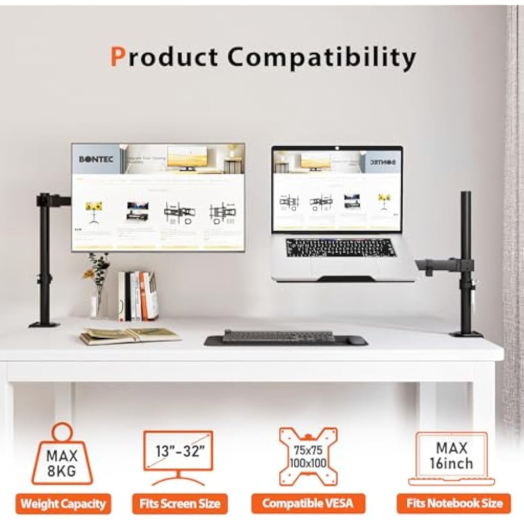 Redbat Laptop Arm & Monitor Mount | Height Adjustable Desk Stand up to 17"