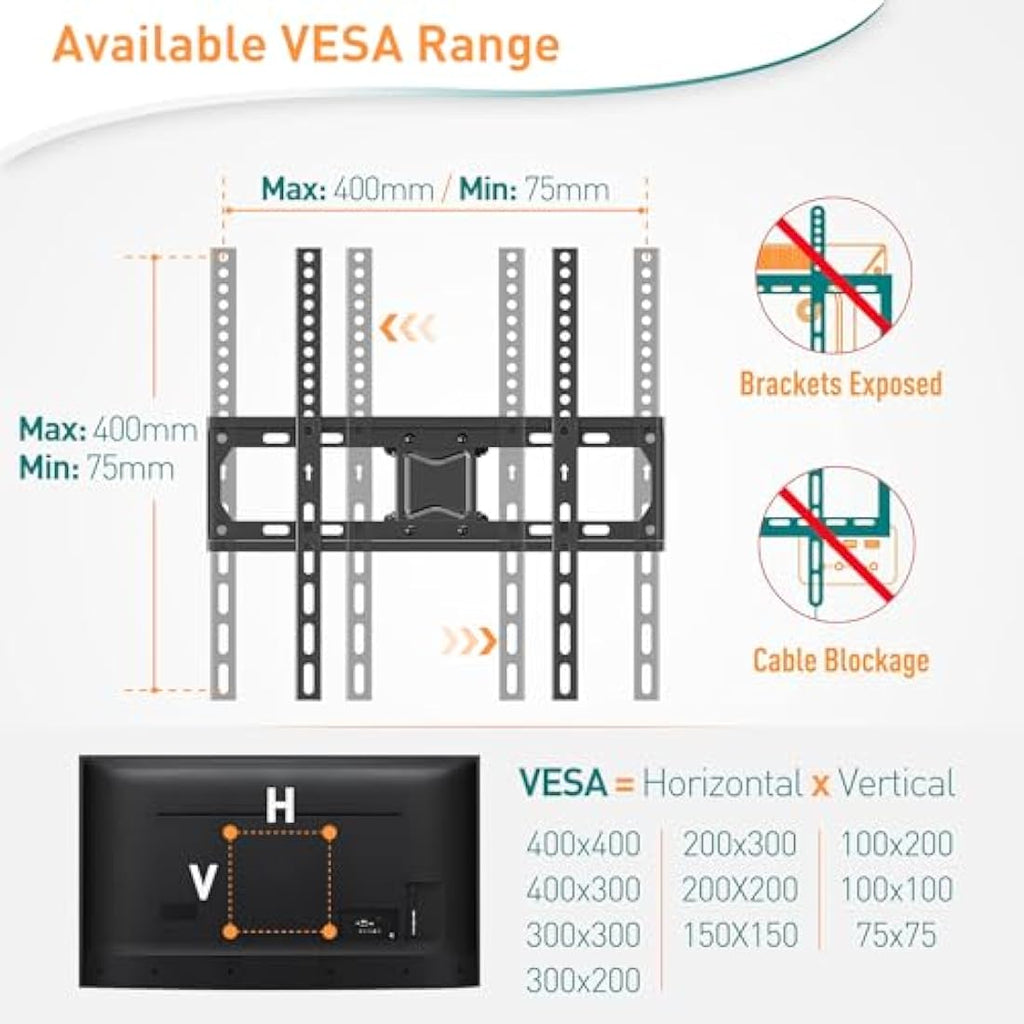 ELIVED Full Motion TV Wall Mount – Swivel & Tilt Bracket for 26-60 Inch TVs