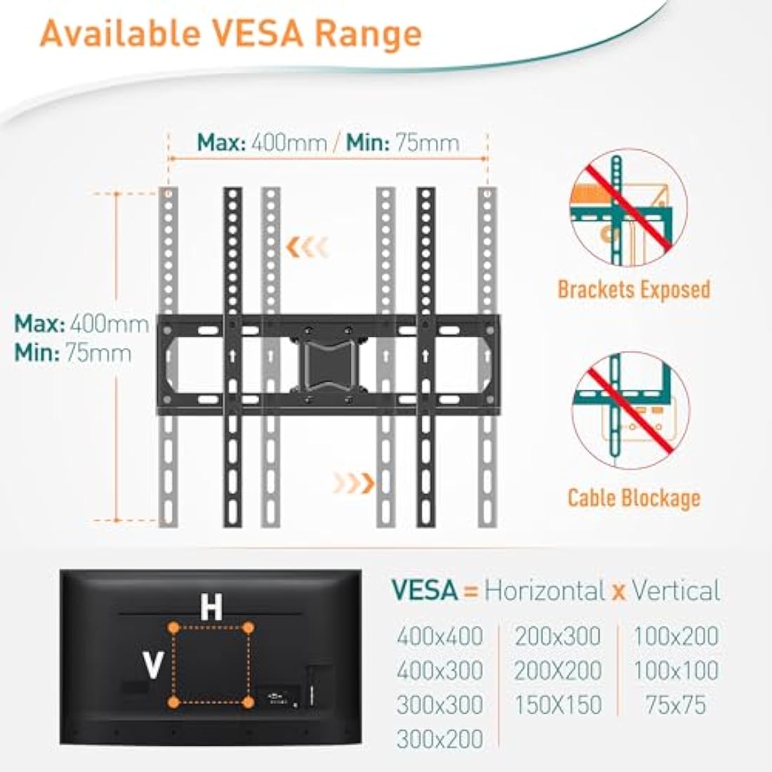 ELIVED Full Motion TV Wall Mount – Swivel & Tilt Bracket for 26-60 Inch TVs