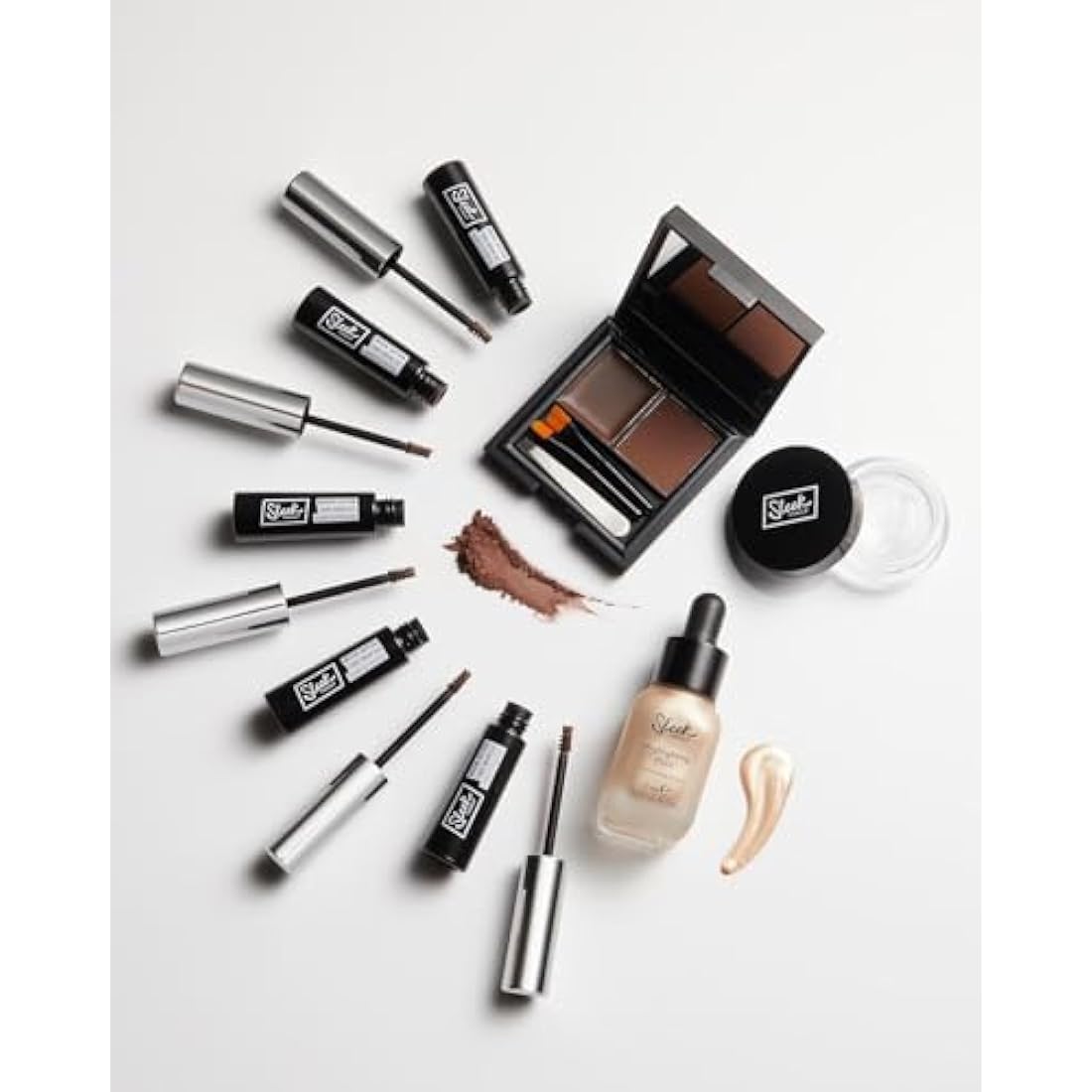 Sleek MakeUP Brow Kit - Waterproof Wax and Powder with Tweezers, Medium