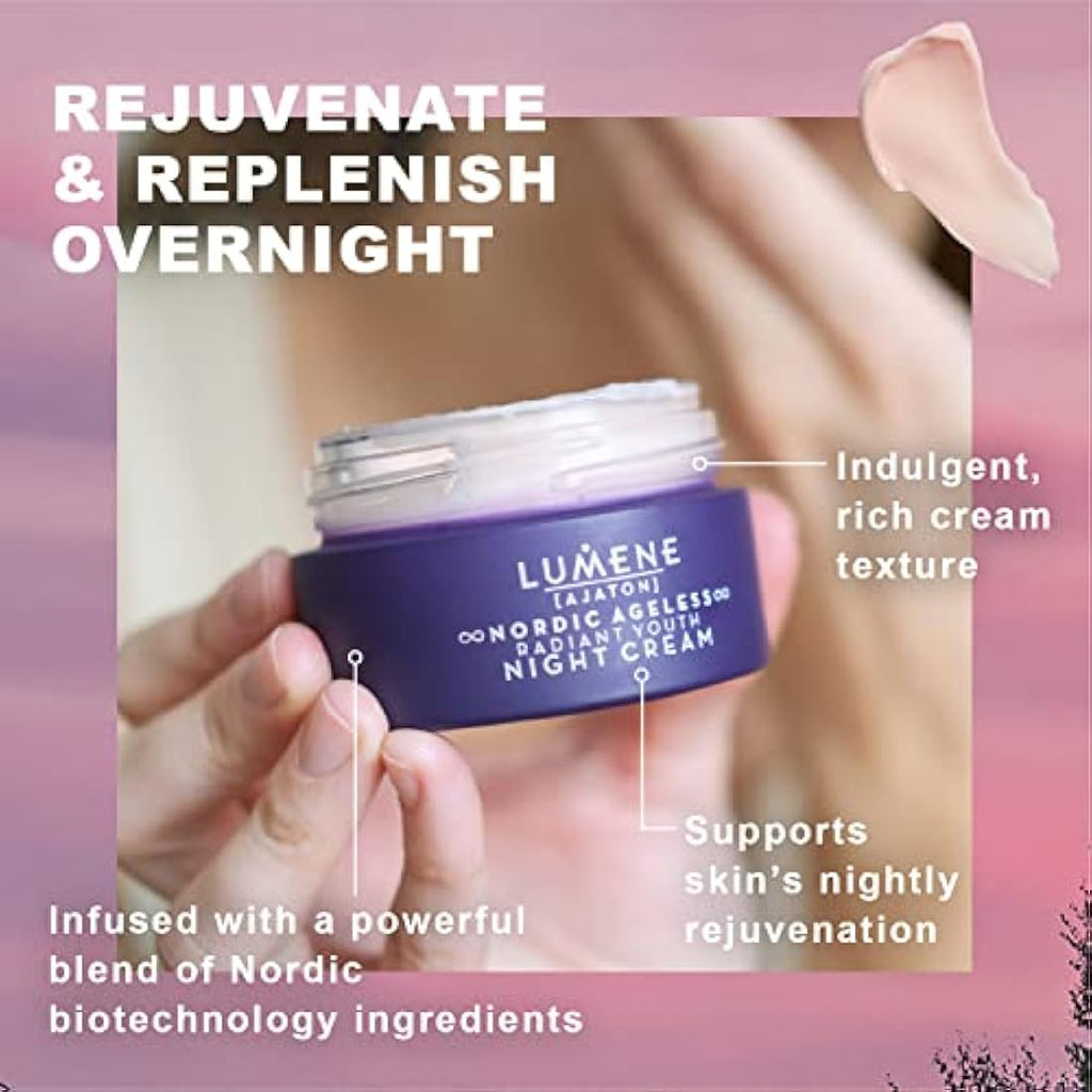 Lumene Nordic Ageless Radiant Youth Night Cream - Vegan Anti-Aging 50ml