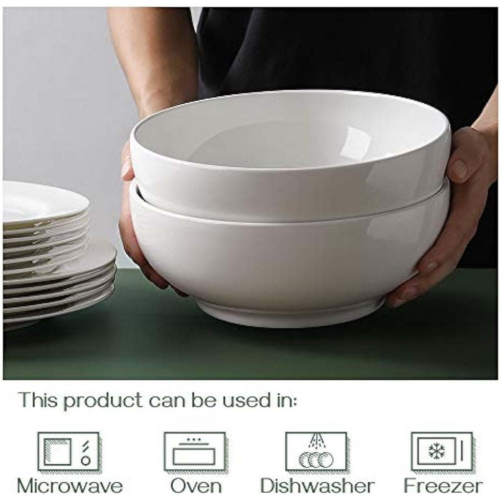 DOWAN Large Ceramic Serving Bowls | 2700ml White Salad Bowls, Set of 2