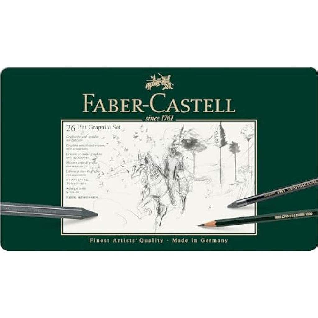 Faber-Castell Pitt Graphite Drawing Set – 26-Piece Professional Tin