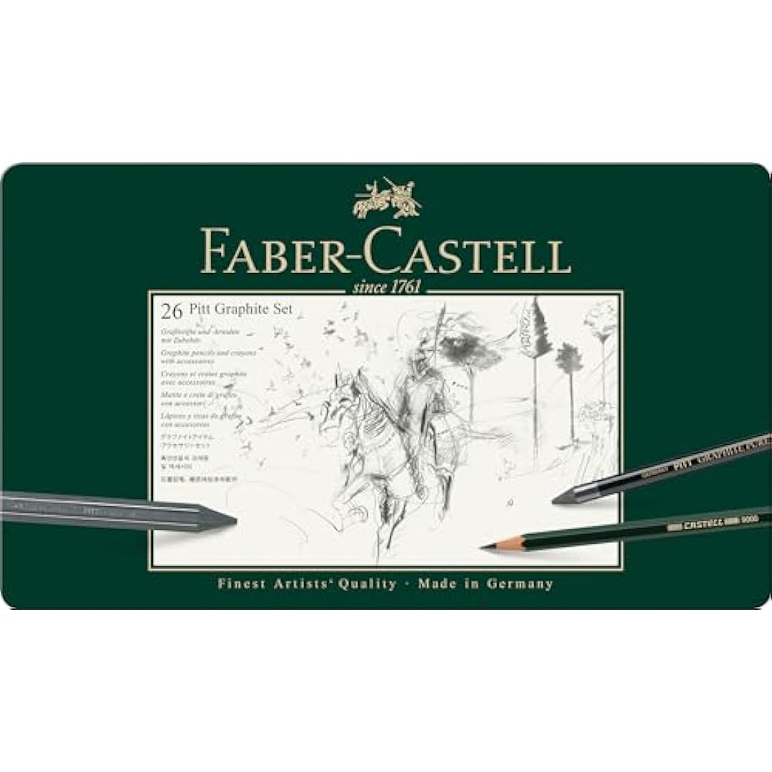 Faber-Castell Pitt Graphite Drawing Set – 26-Piece Professional Tin