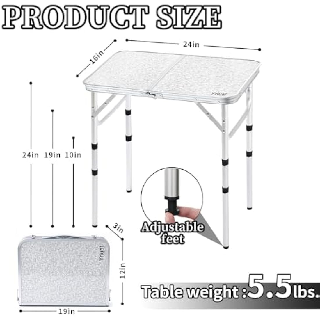Folding Camping Table | 2ft Portable Aluminum Picnic Table