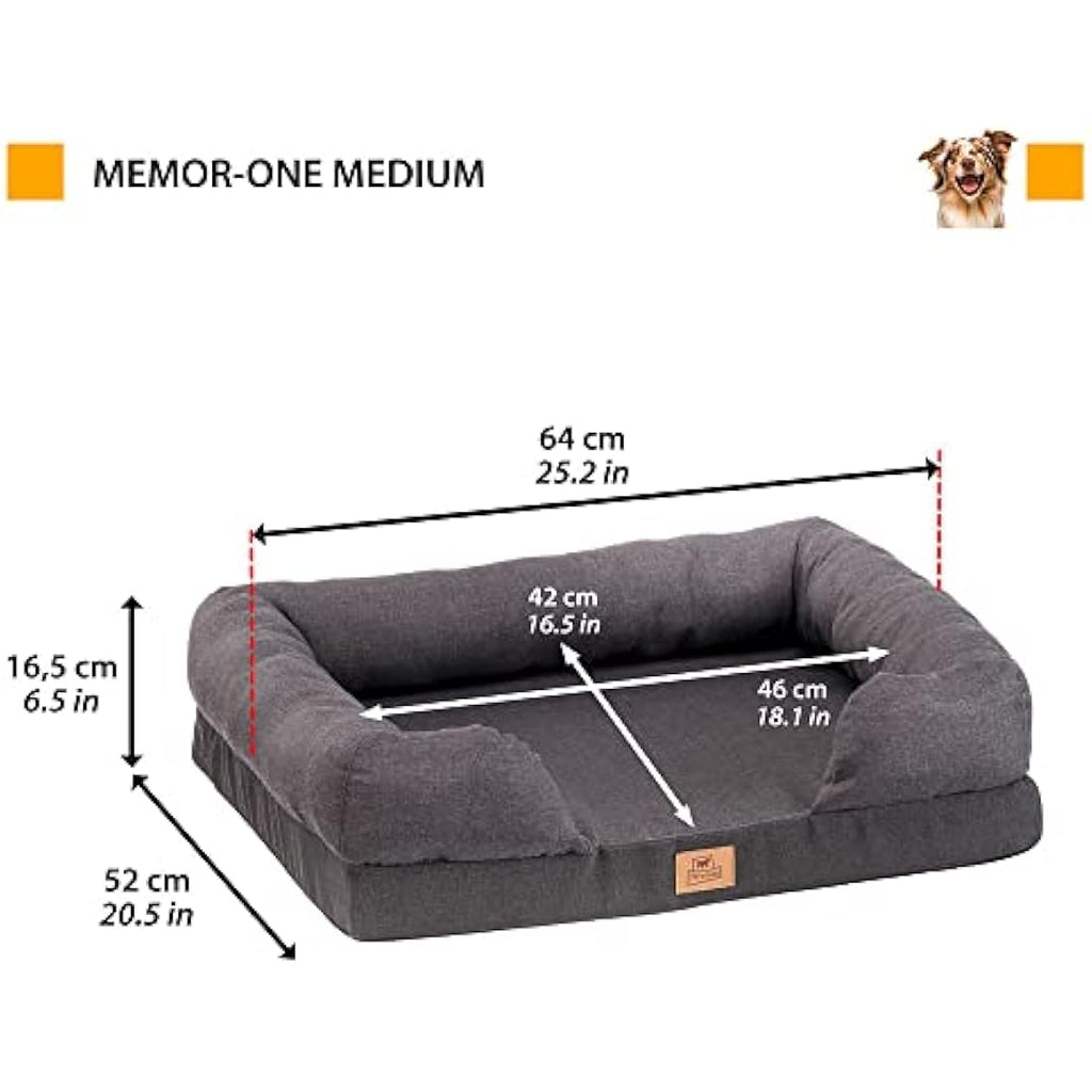 Ferplast Orthopedic Memory Foam Dog Bed – Washable Grey Mat, 64x52cm