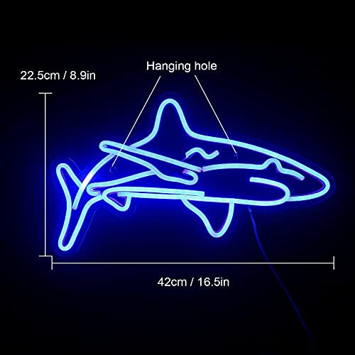 Ineonlife Shark LED Neon Sign – Blue Acrylic Wall Decor for Bedroom, 17x9