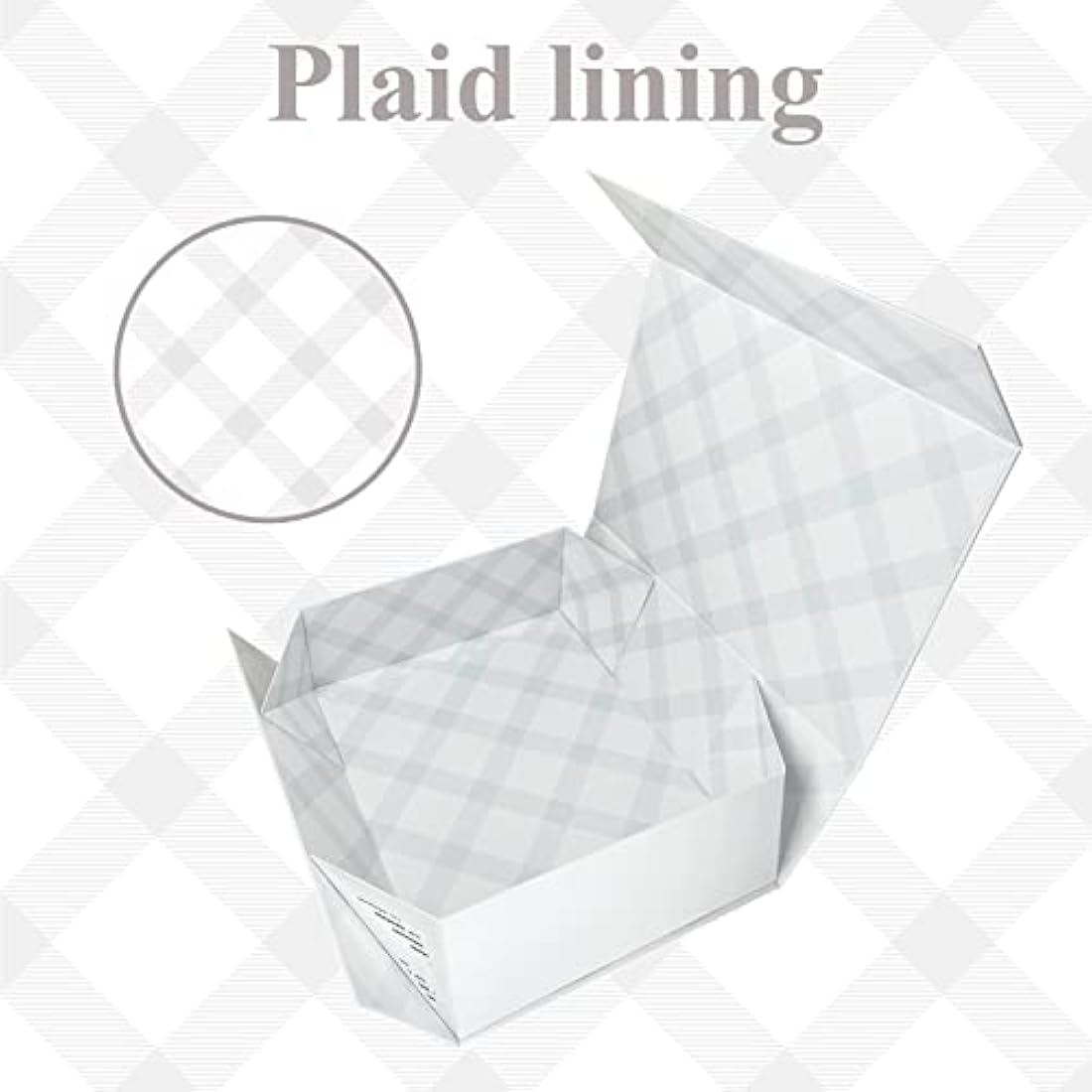 Tekhoho White Magnetic Gift Box with Ribbon and Plaid Lining – 33x24x10cm