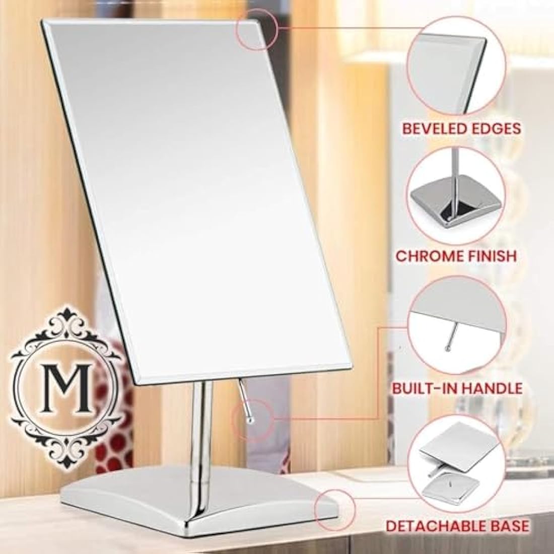 Mirrorvana Frameless Tabletop Vanity Mirror – Large Makeup Mirror