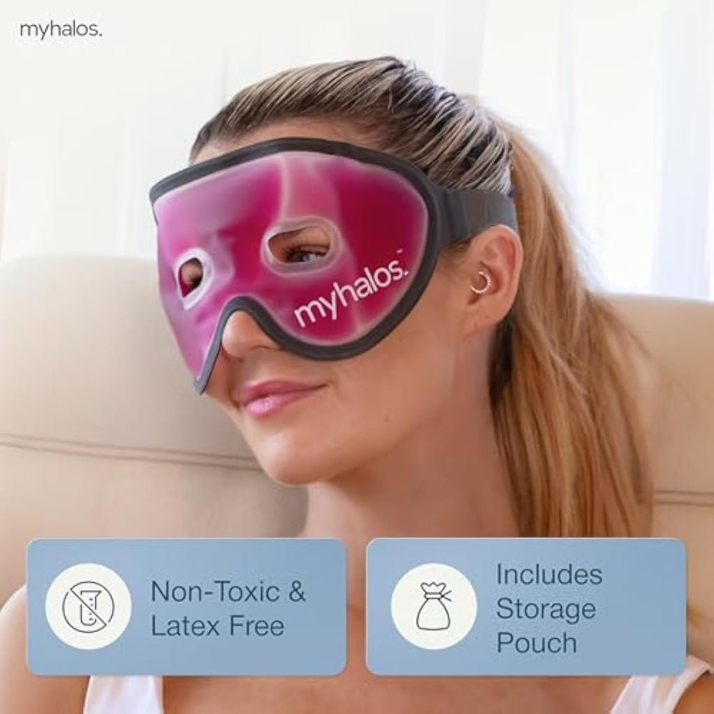 MyHalos Gel Eye Mask – Reusable Cooling Cold Compress for Puffy Eyes, Pink