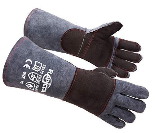 RAPICCA Bite Proof Leather Animal Handling Gloves | 16-inch Reinforced