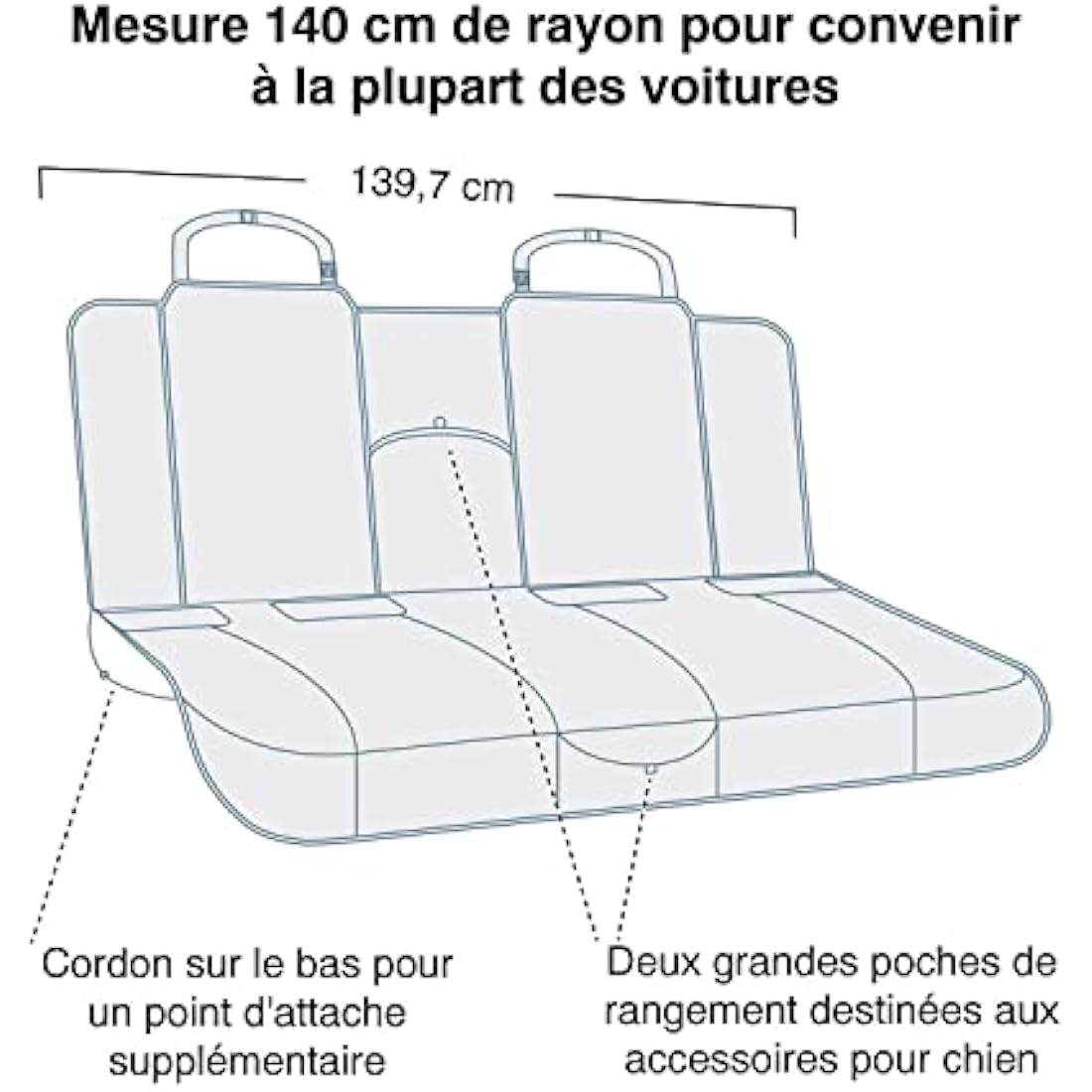 Kurgo Heather Dog Bench Seat Cover – Waterproof Car Protector, Charcoal