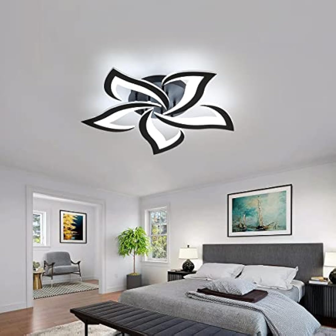 Riserva Modern Petal LED Ceiling Light | 60W Cool White Acrylic Lamp