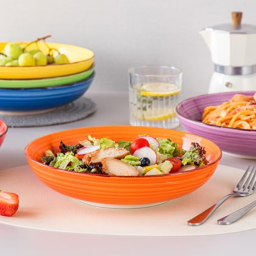 Vancasso Bonita Large Pasta Bowls - Set of 6 Ceramic 50 oz Soup Bowls