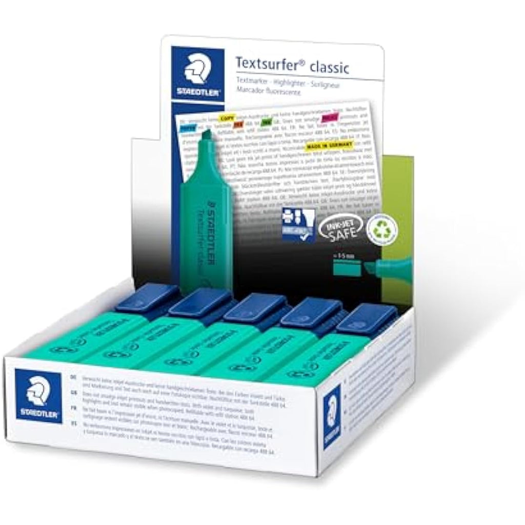 Staedtler Textsurfer Classic Highlighter – Turquoise InkJet Safe (10 Pack)
