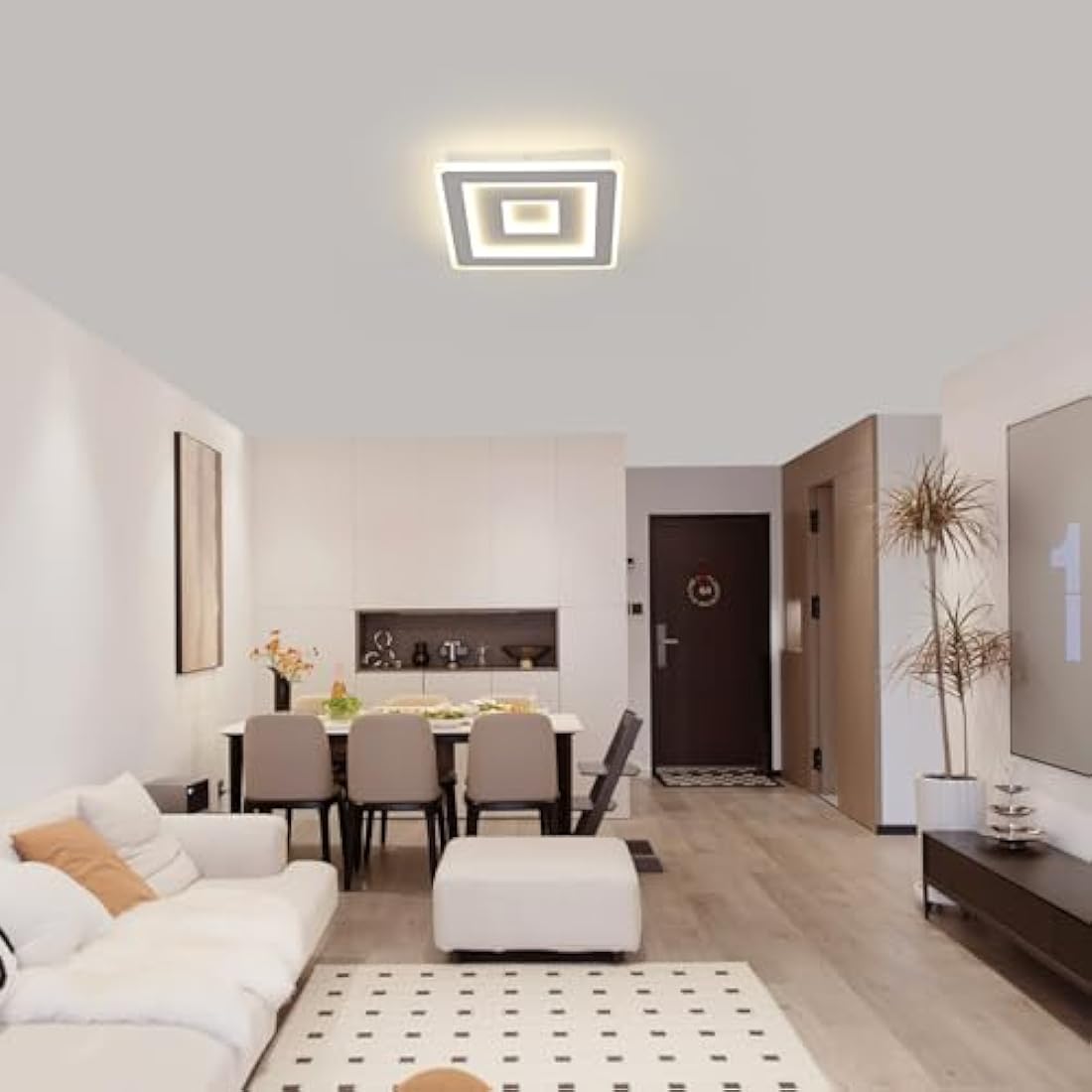 Jolof Store Modern Square LED Ceiling Light – 52W Acrylic White Lamp 4500K