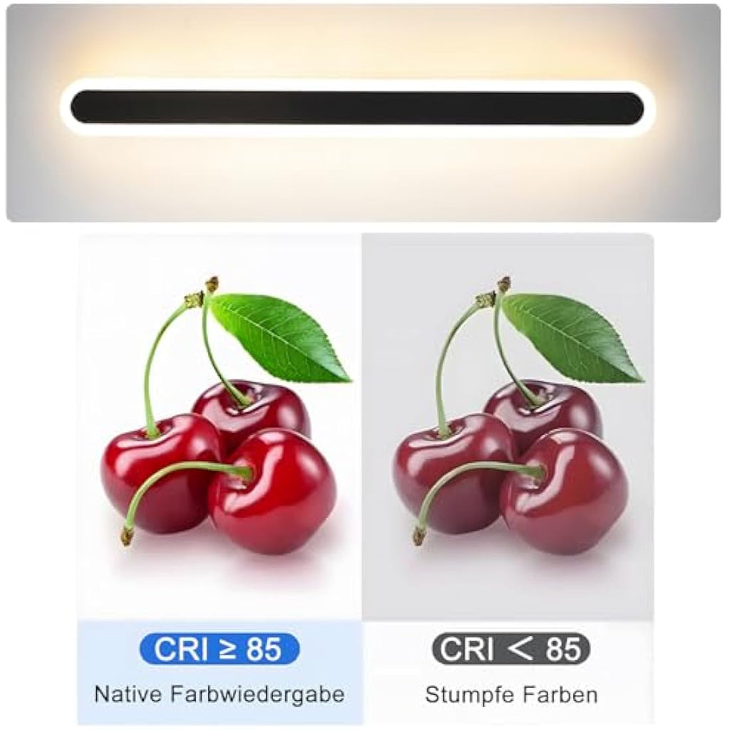 ZTWLEED 120CM LED Wall Light | 44W Tricolor Modern Interior Sconce - Black