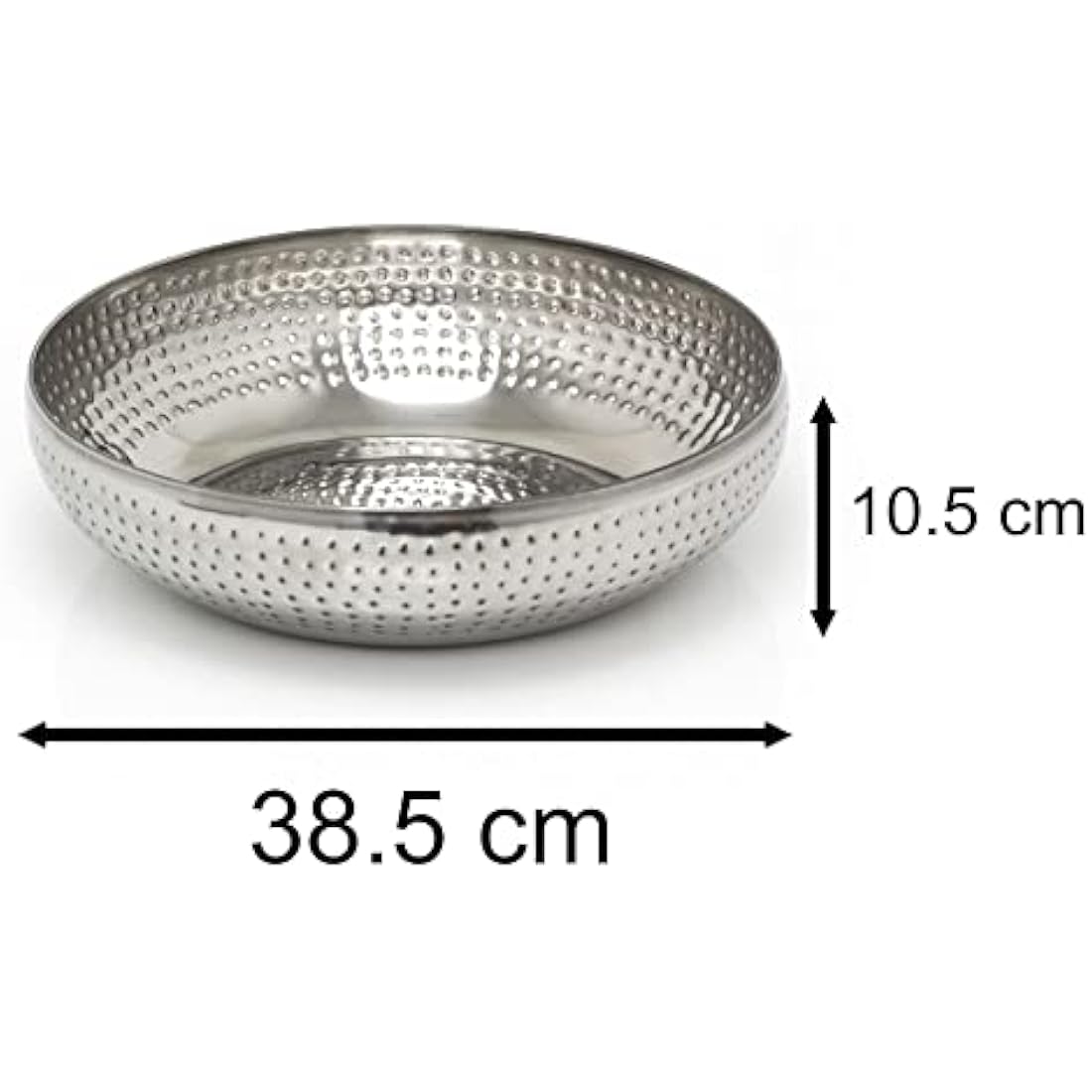 38cm Extra Large Stainless Steel Fruit Bowl | Hammered Silver