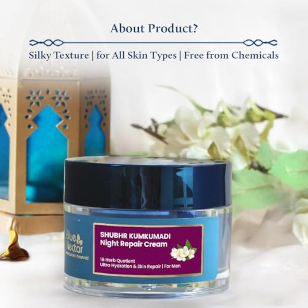 Blue Nectar Men's Night Repair Cream | Anti-Aging Ayurvedic Moisturizer