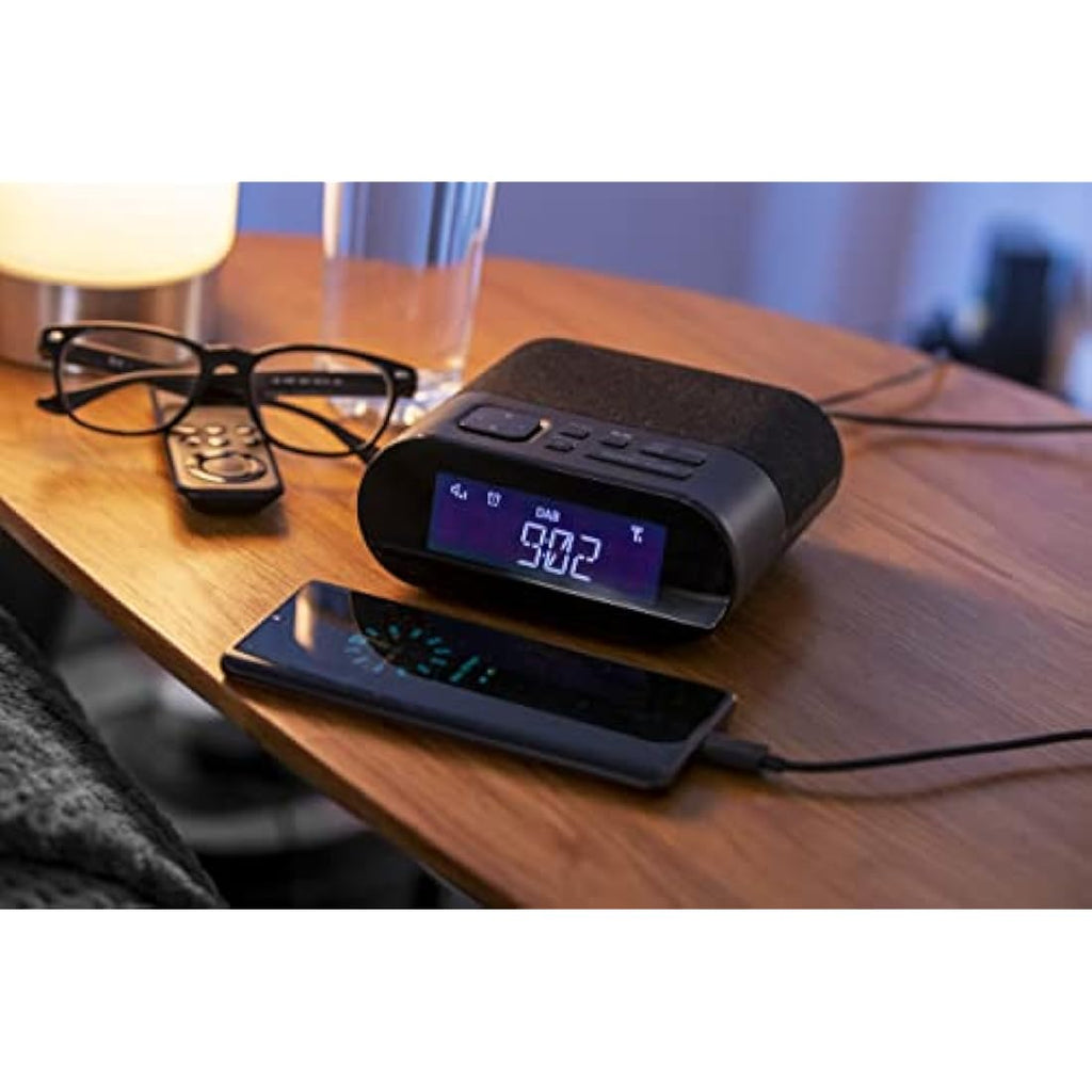 Groov-e Roma DAB/FM Clock Radio – Digital Alarm Clock with USB Charging
