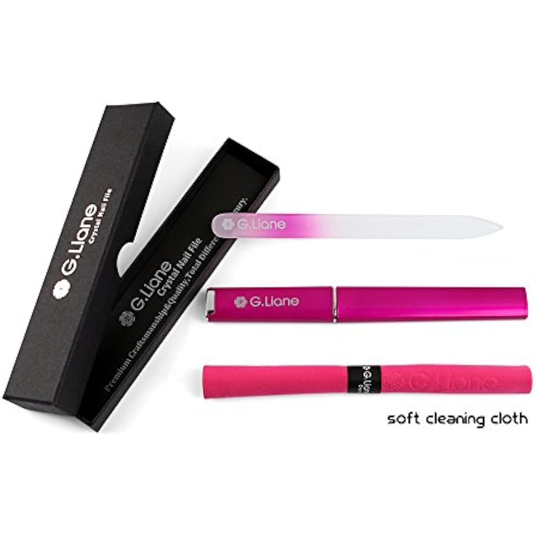 G.Liane Professional Glass Nail File – Double Sided Etched Manicure Tool
