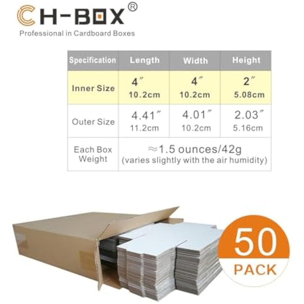 Jolof Store White Corrugated Postal Boxes | 10x10x5cm Small Mailers (50 Pack)