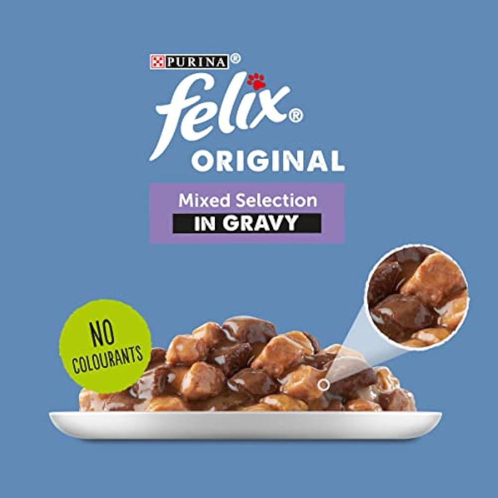 Felix Original Wet Cat Food Mixed Selection in Gravy - 48 x 100g Packs