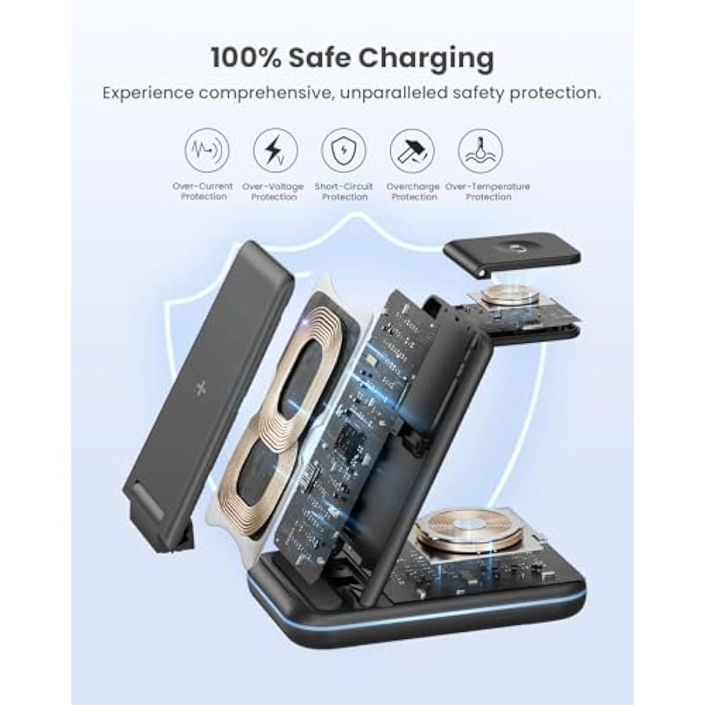 GEEKERA 3-in-1 Wireless Charging Station for iPhone & Apple Watch