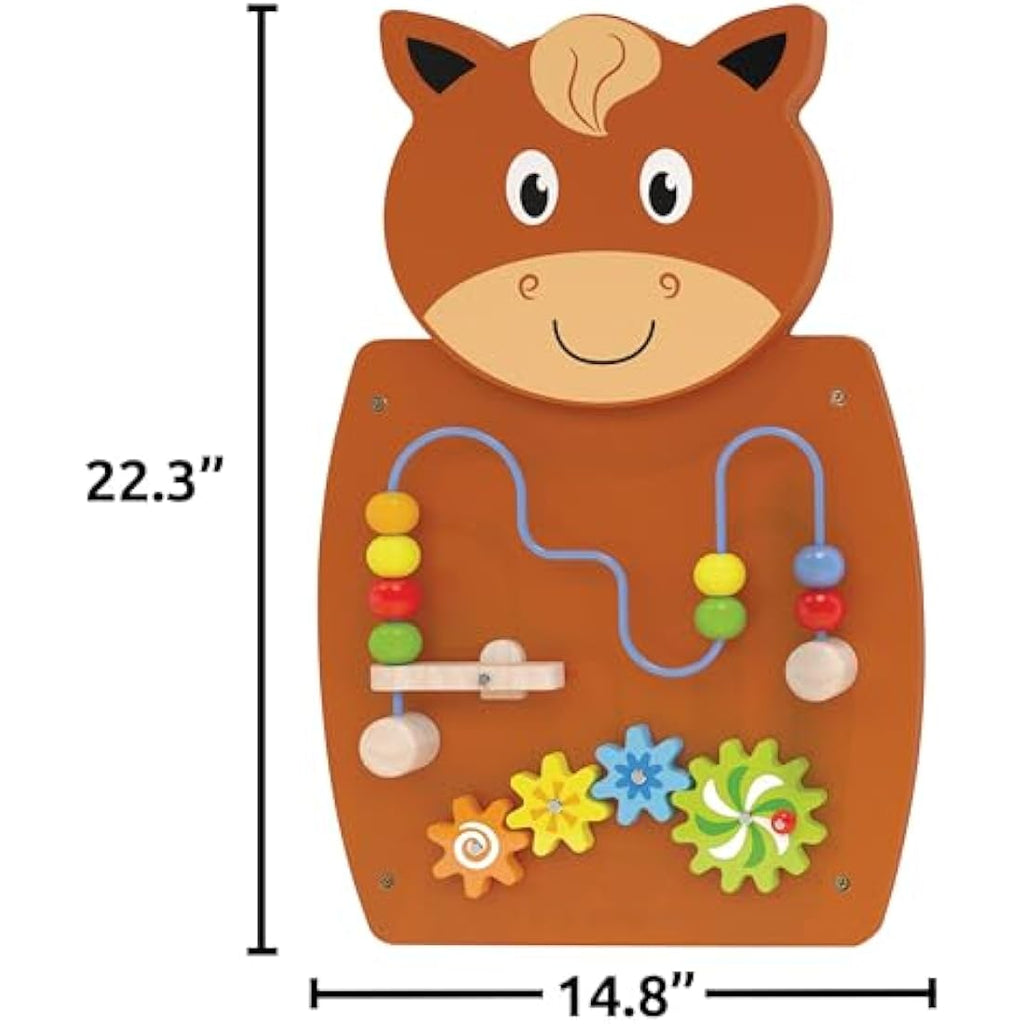 SPARK & WOW Horse Activity Wall Panel – Wooden Montessori Toddler Busy Board