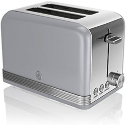Swan Retro 2-Slice Toaster – 815W Grey Kitchen Toaster with 6 Levels