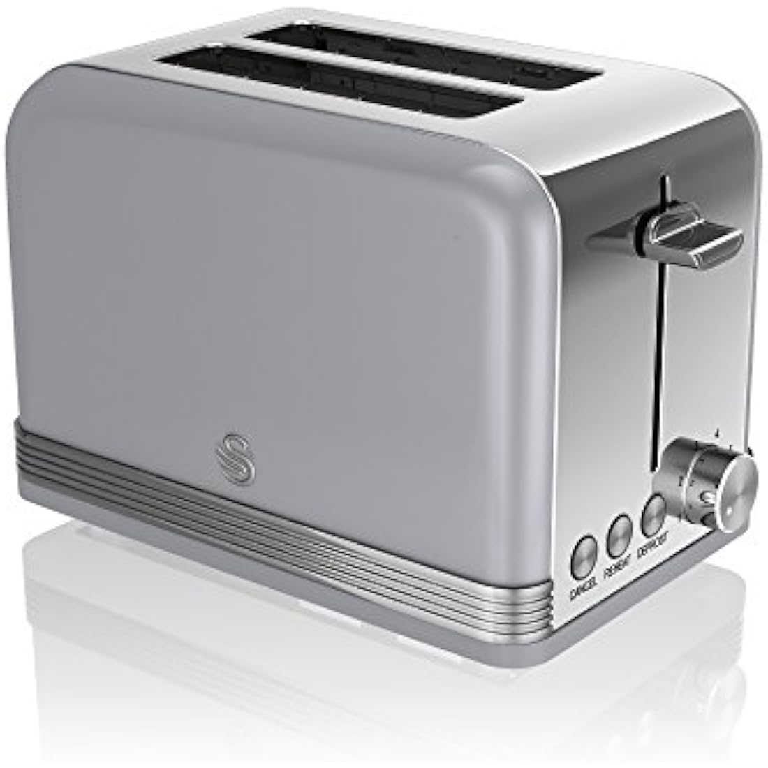 Swan Retro 2-Slice Toaster – 815W Grey Kitchen Toaster with 6 Levels