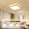 YYUTLUO Square Wood LED Ceiling Light – 30W Dimmable Flush Mount Lamp