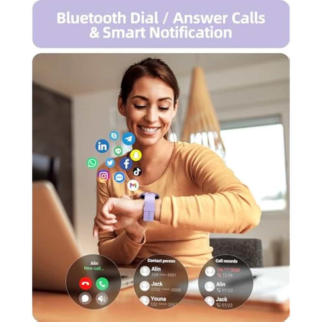 Parsonver Smart Watch with Bluetooth Call - IP68 Fitness Tracker, Purple