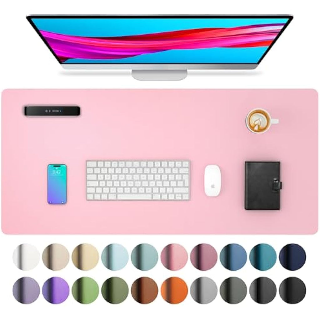 Aothia Leather Desk Pad Protector | Non-Slip Waterproof Office Mat, Fairy Pink