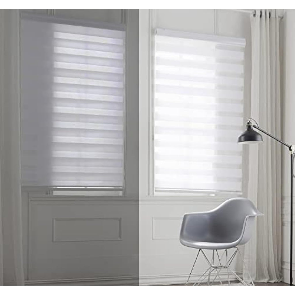 Taiyuhomes Zebra Roller Blind – White Day and Night Blackout Curtains