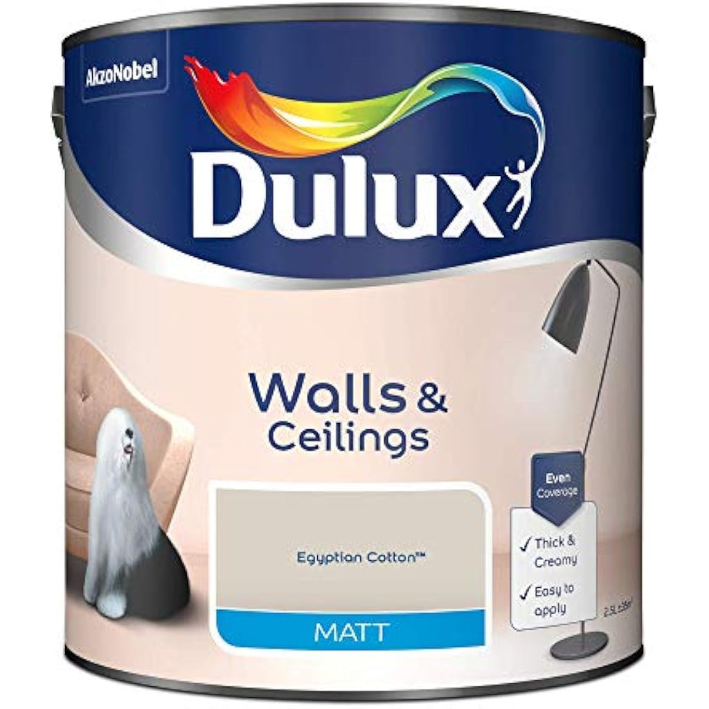 Dulux Matt Emulsion Wall & Ceiling Paint – Egyptian Cotton – 2.5L