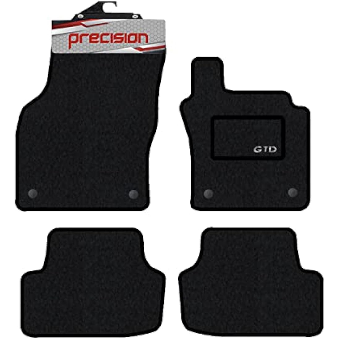 VW Golf MK7 (2013-2020) GTD Logo Black Tailored Car Mats