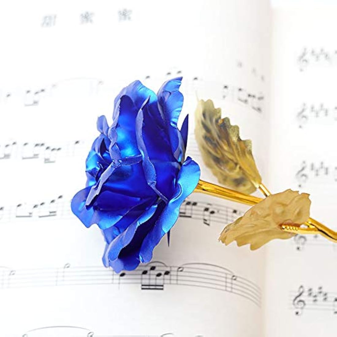 TINYOUTH 24K Gold Plated Blue Rose - Forever Flower with Stand and Gift Box