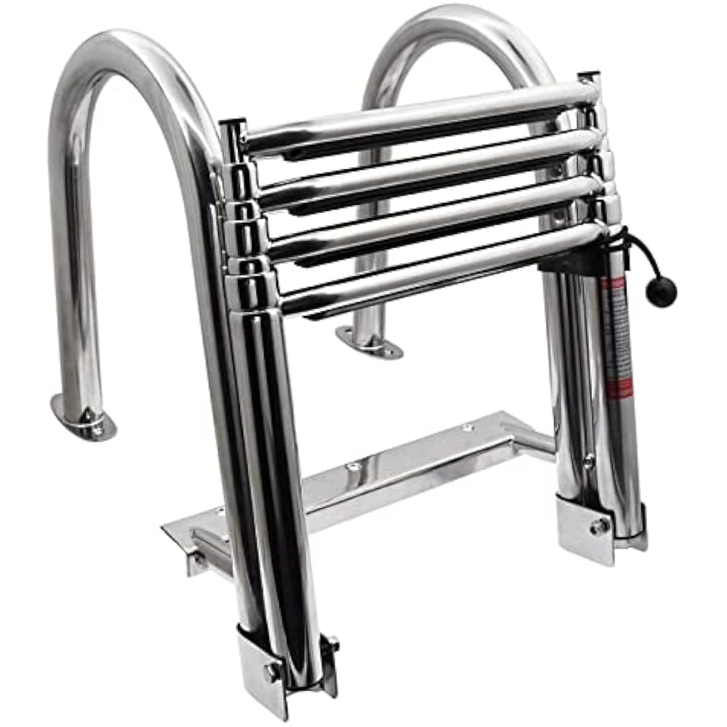 KAOLALI 4-Step Pontoon Boat Ladder | Stainless Steel Telescoping Swim Deck