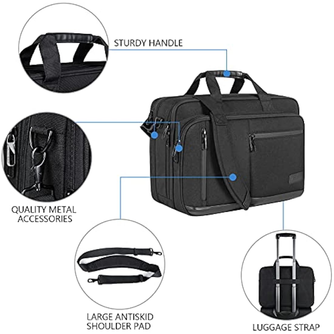 VANKEAN 17.3 Inch Laptop Briefcase | Expandable Water-Repellent Bag