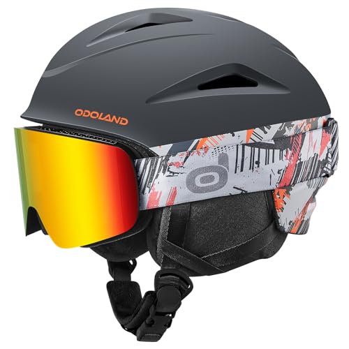 Odoland Ski Helmet and Goggles Set | Anti-Fog Snow Gear for Adults