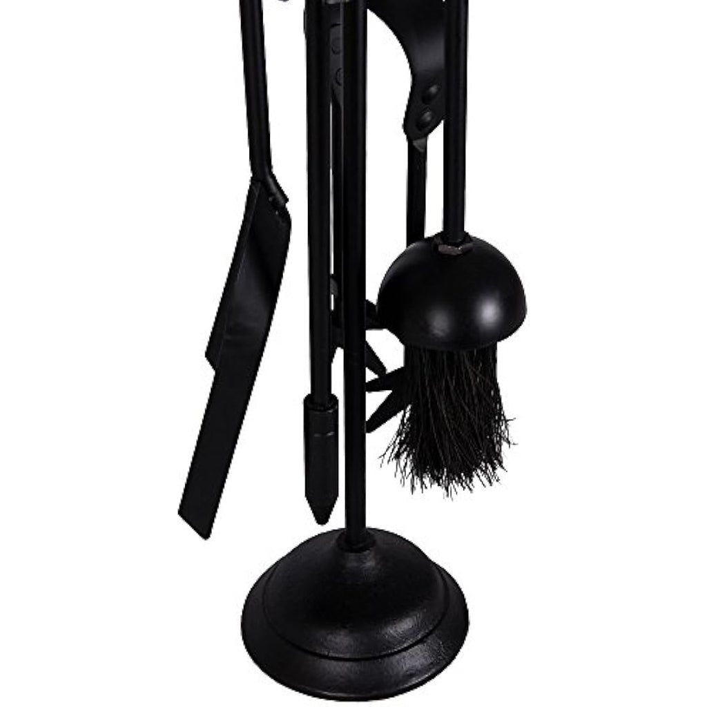 Malham 5 Piece Fireplace Companion Set | Black Steel Tools