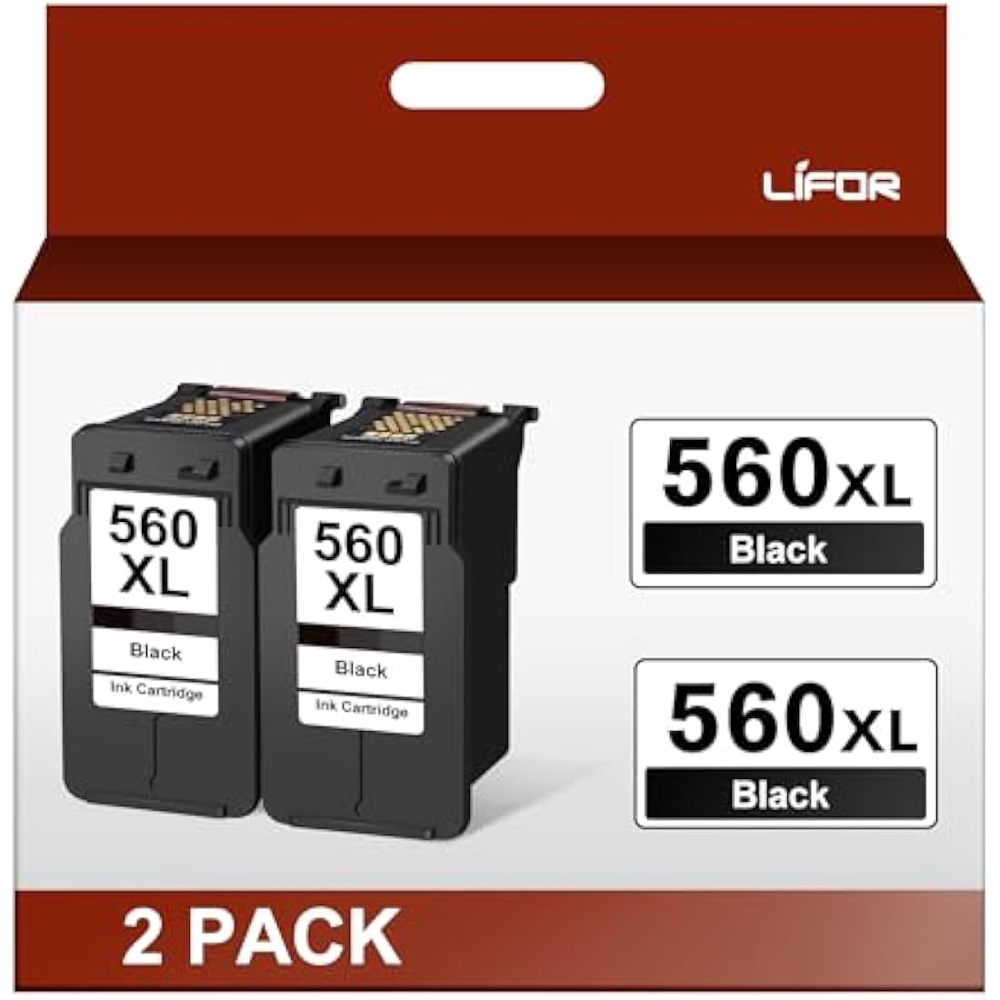LIFOR PG-560 XL Black Ink Cartridges for Canon Pixma TS5350 TS7450 (2-Pack)