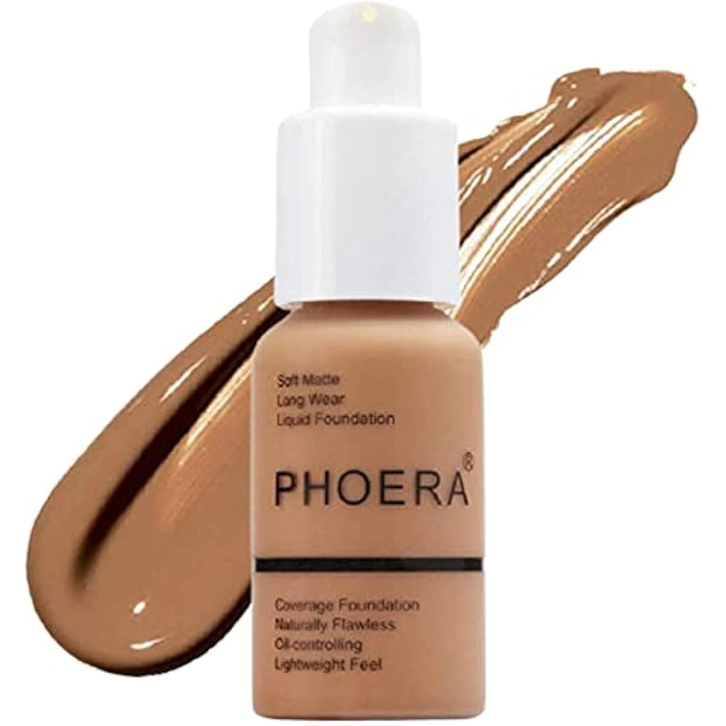 Phoera Full Coverage Liquid Foundation - Matte Oil Control (107 Honey)