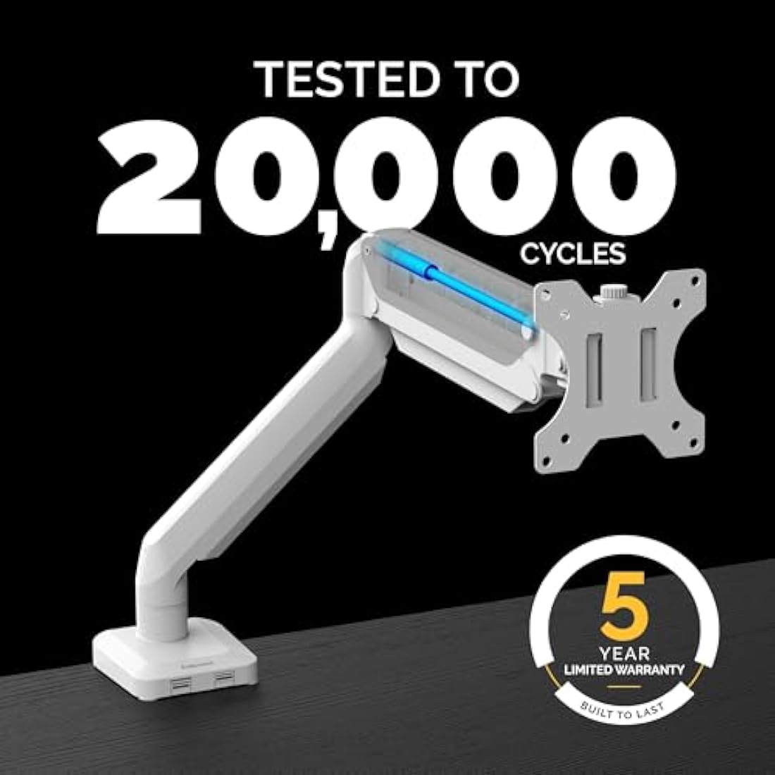 Fellowes Platinum Series Monitor Arm – Gas Spring Desk Mount, White